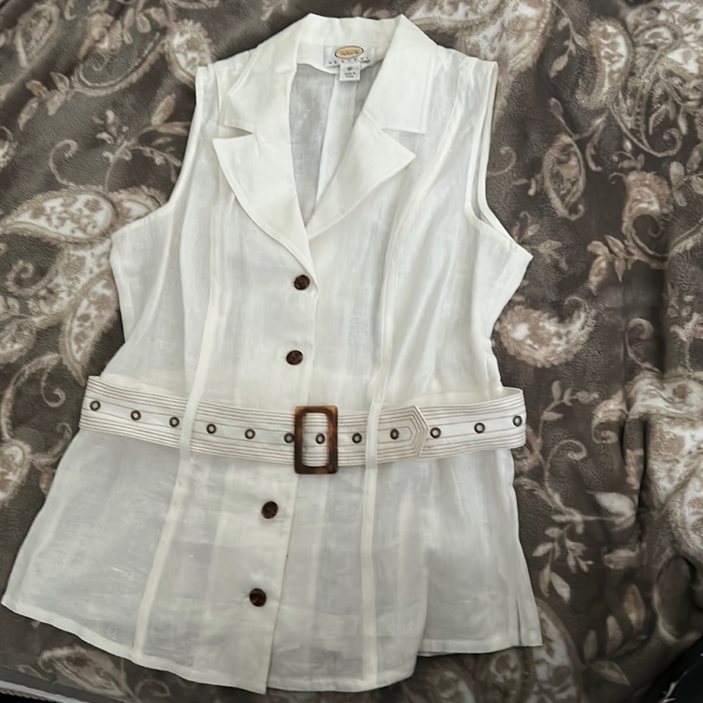 Brand new Never Been Worn Talbots linen shirt with belt
